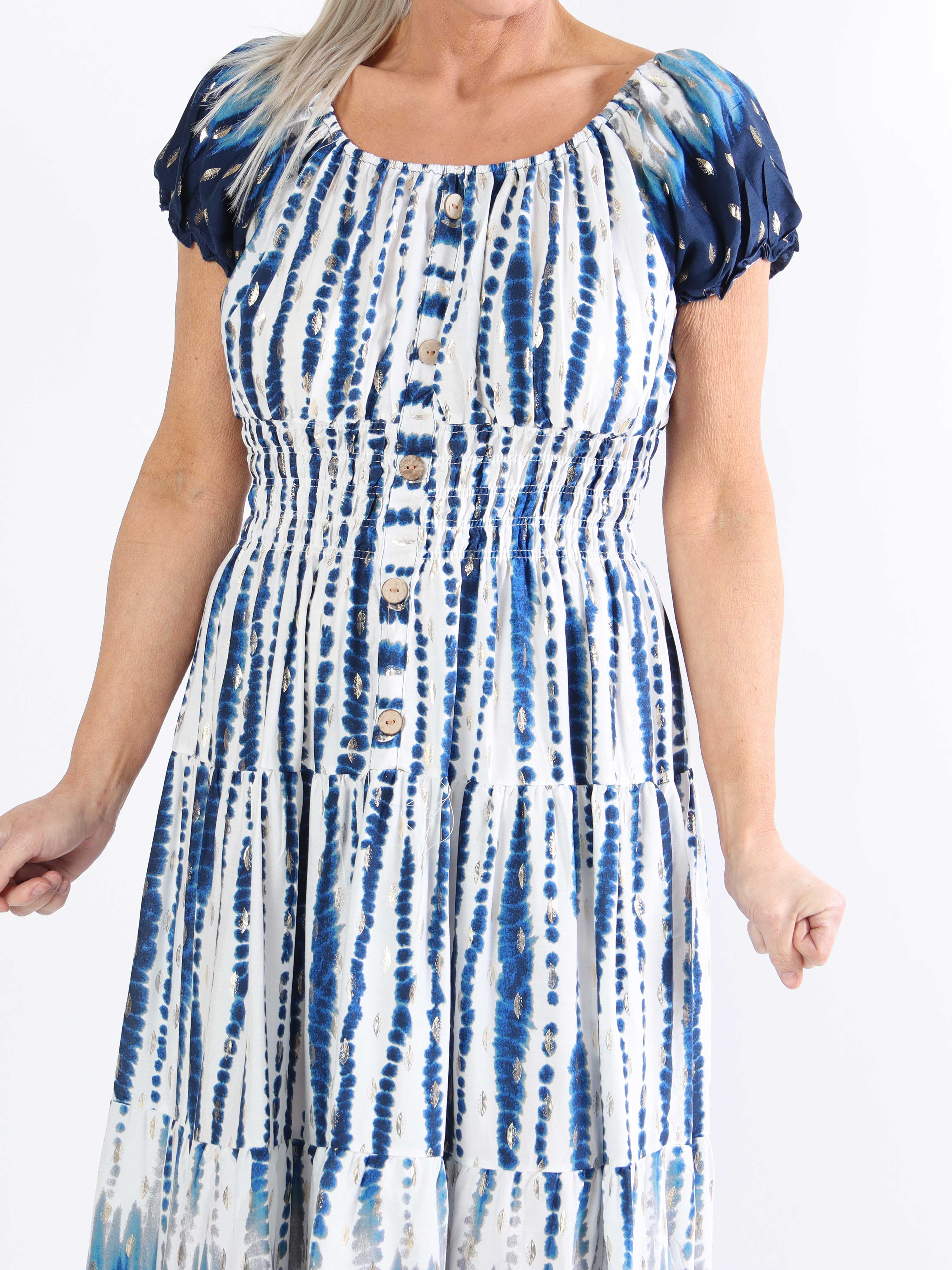 Lea - Sød plus size kjole med smock i livet og i udskæringen